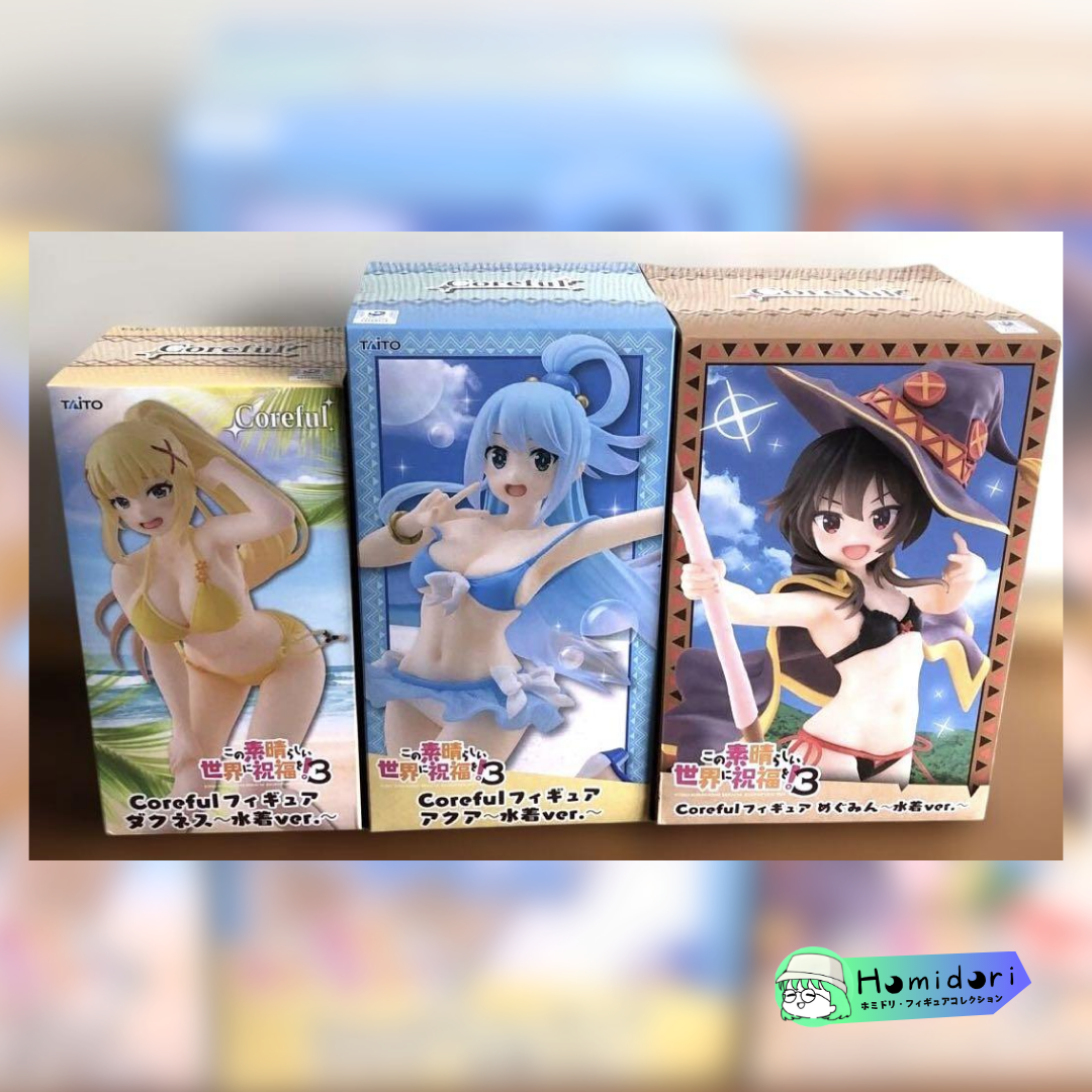 KonoSuba! 3 Megumin, Aqua & Darkness 3 figuras Coreful Taito Swimsuit ver.