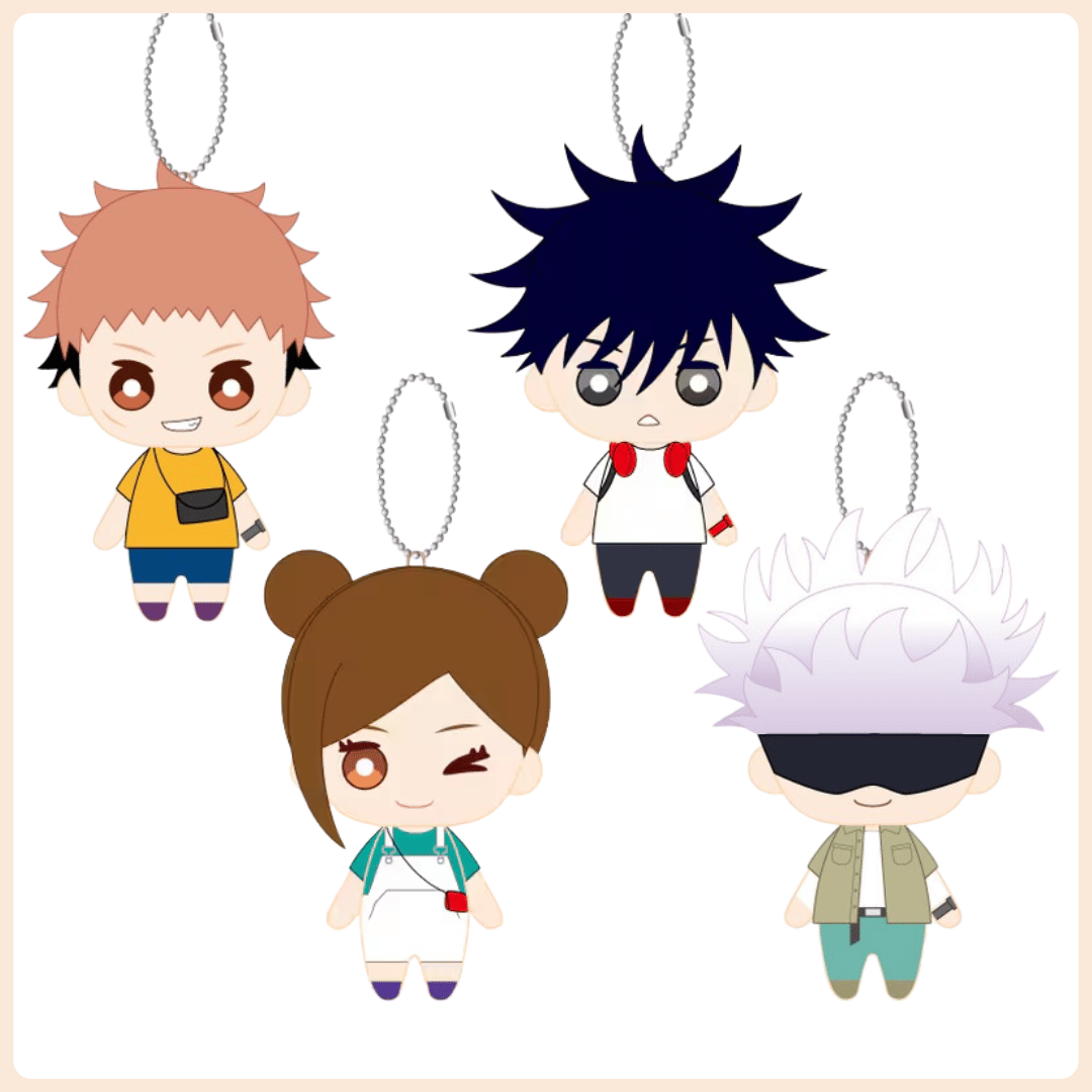 Jujutsu Kaisen Itadori, Nobara, Megumi & Satoru Gojo (x4 set completo Plush Mascot) Ending [ED] ver. Bandai Spirits juguetes y juegos anime peru homidori
